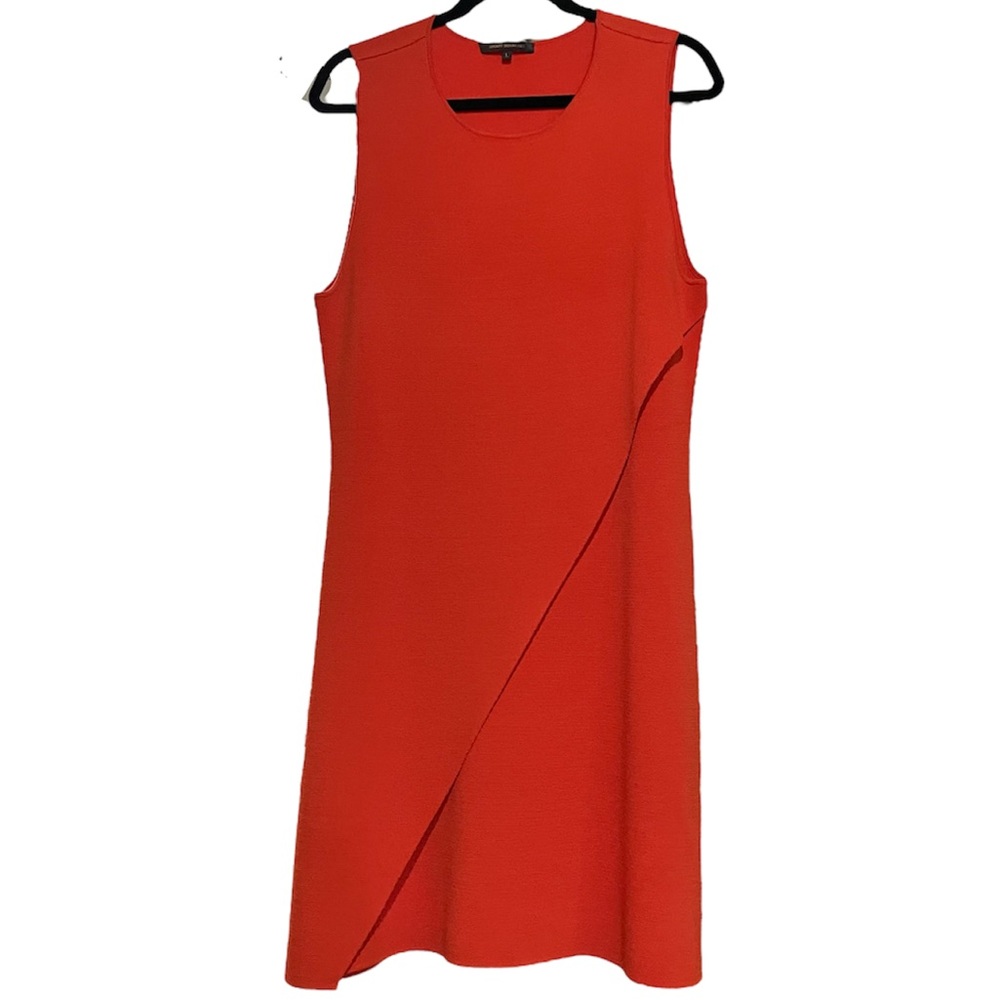 Rare Adolfo Dominguez Designer Orange Knit Shift Dress Large